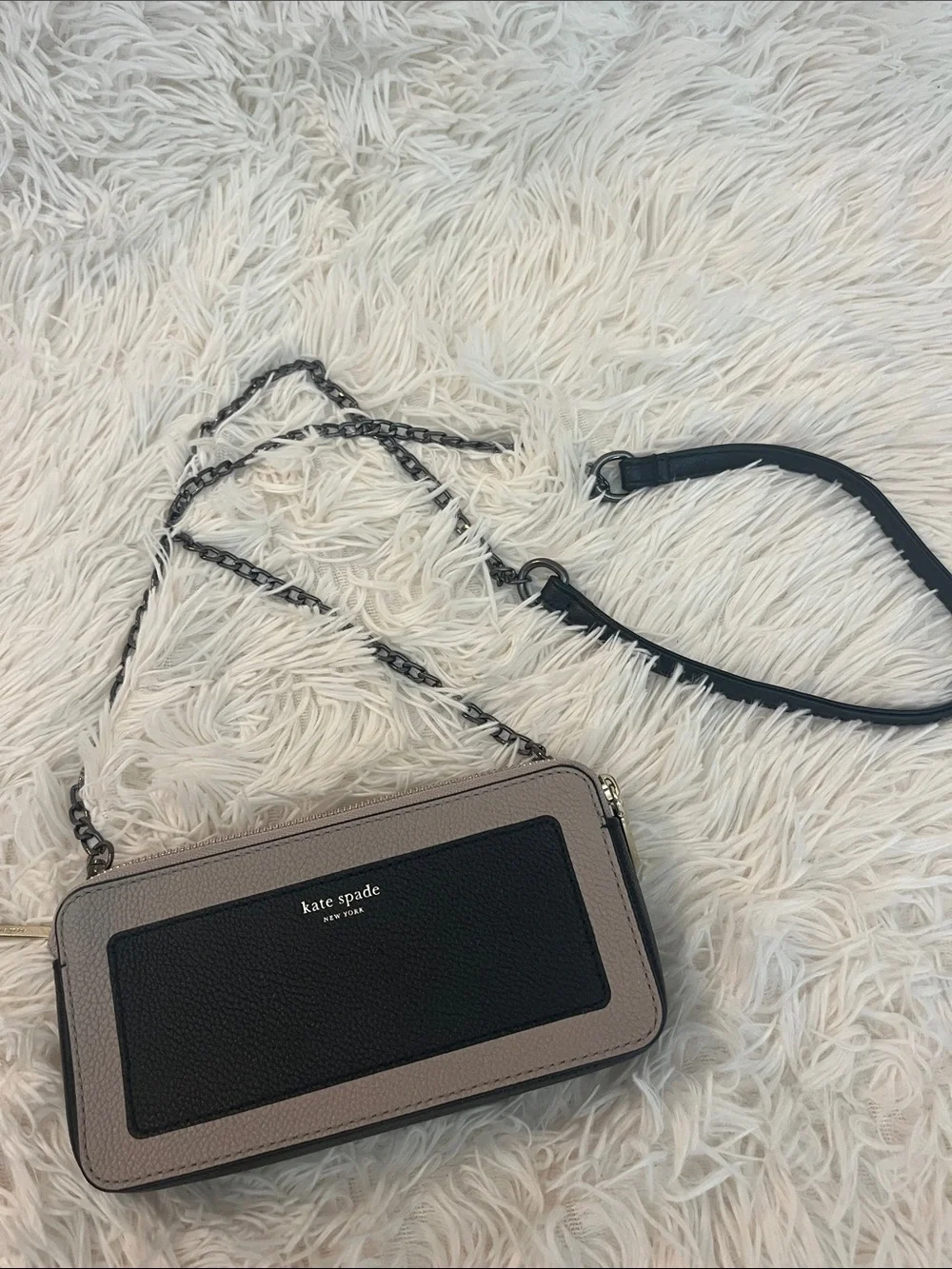 kate spade Two-Tone Taupe and Black Crossbody Wallet